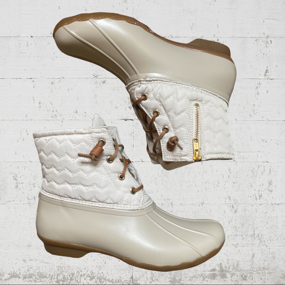 Sperry Saltwater Duck Boots Cream and White Size 9.5 NWOB
